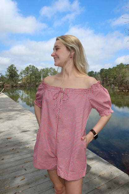 Terry Gingham Romper