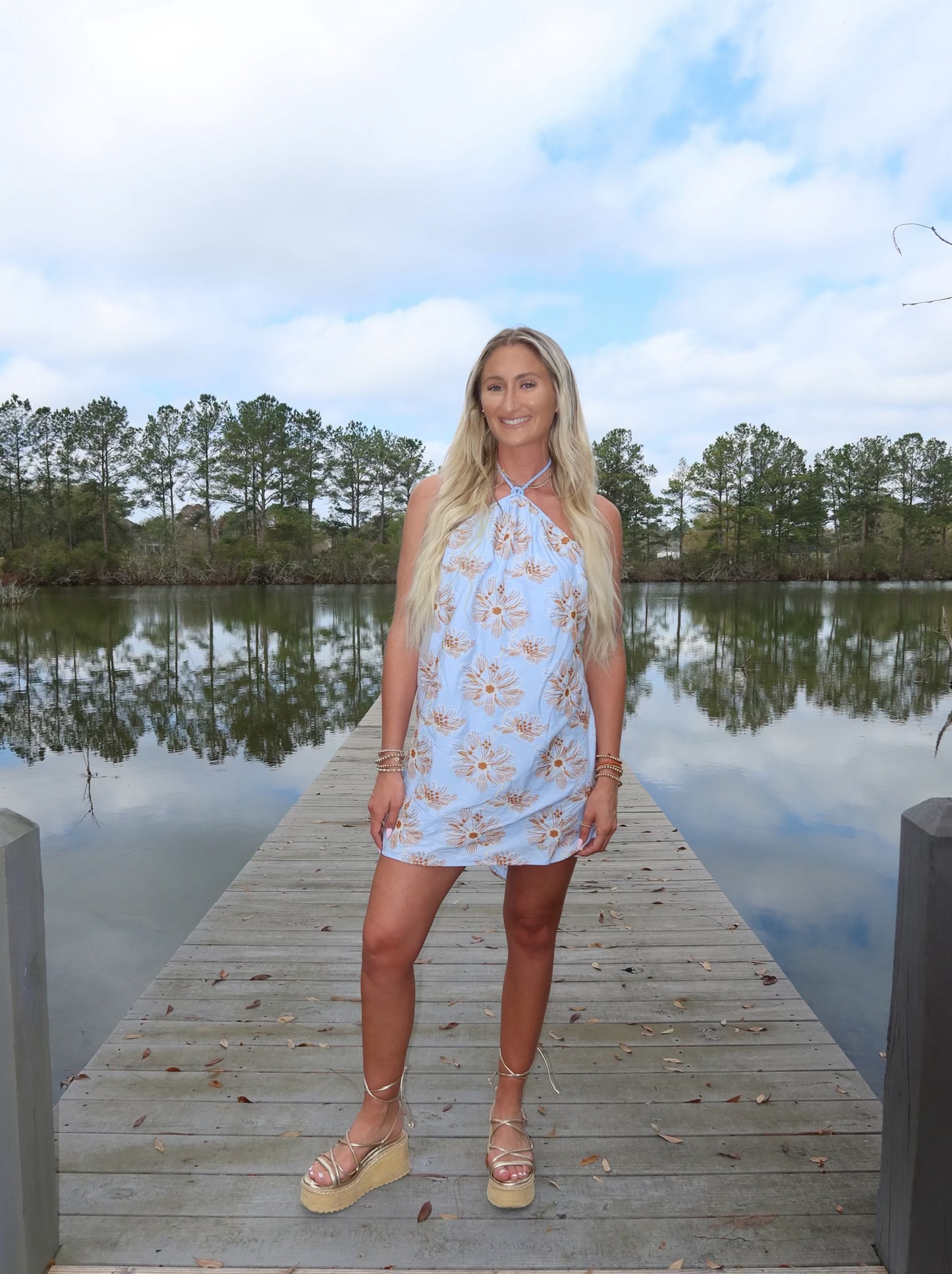 Alexandria Bloom Halter Mini Dress