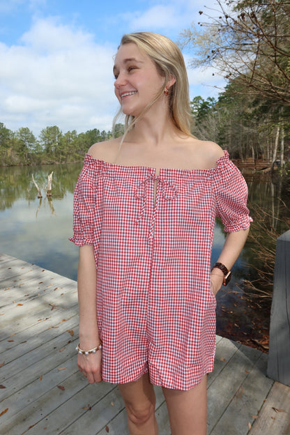 Terry Gingham Romper