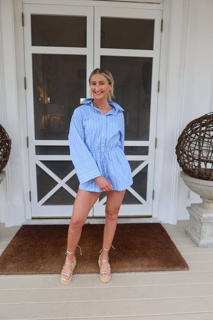 Bailey Blue Stripe Romper